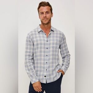 Rails Wyatt XXL Seaglass Melange Men’s Plaid linen Button-Up Shirt